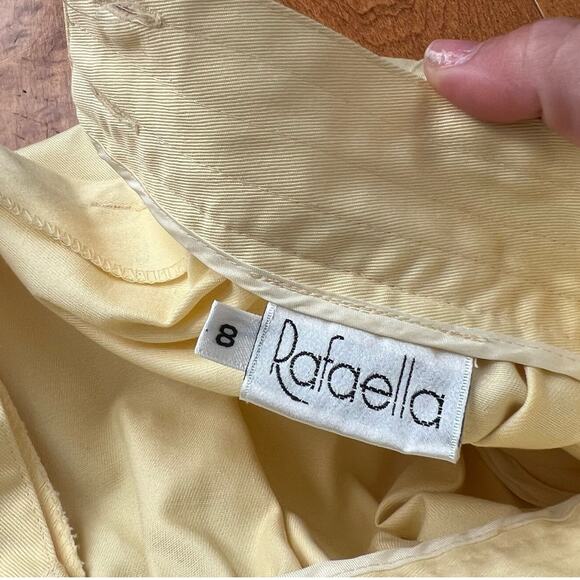 Vintage Rafaella Butter Yellow Button Back Box Pleat A-Line Skirt Sz S - Picture 4 of 4